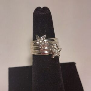 Shooting Star Ring Silver Tone Crystal Accent Size 6 Camille Lucie E Wide Band